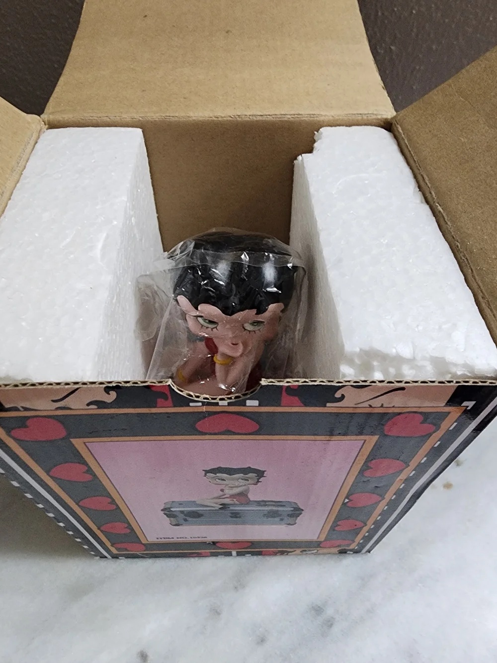 Betty Boop Figurine on Blue Trunk Trinket Box